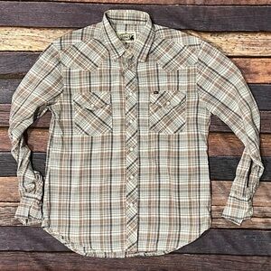 Vintage Western Taos Plaid Womens Button Down Cowboy Rancher Shirt